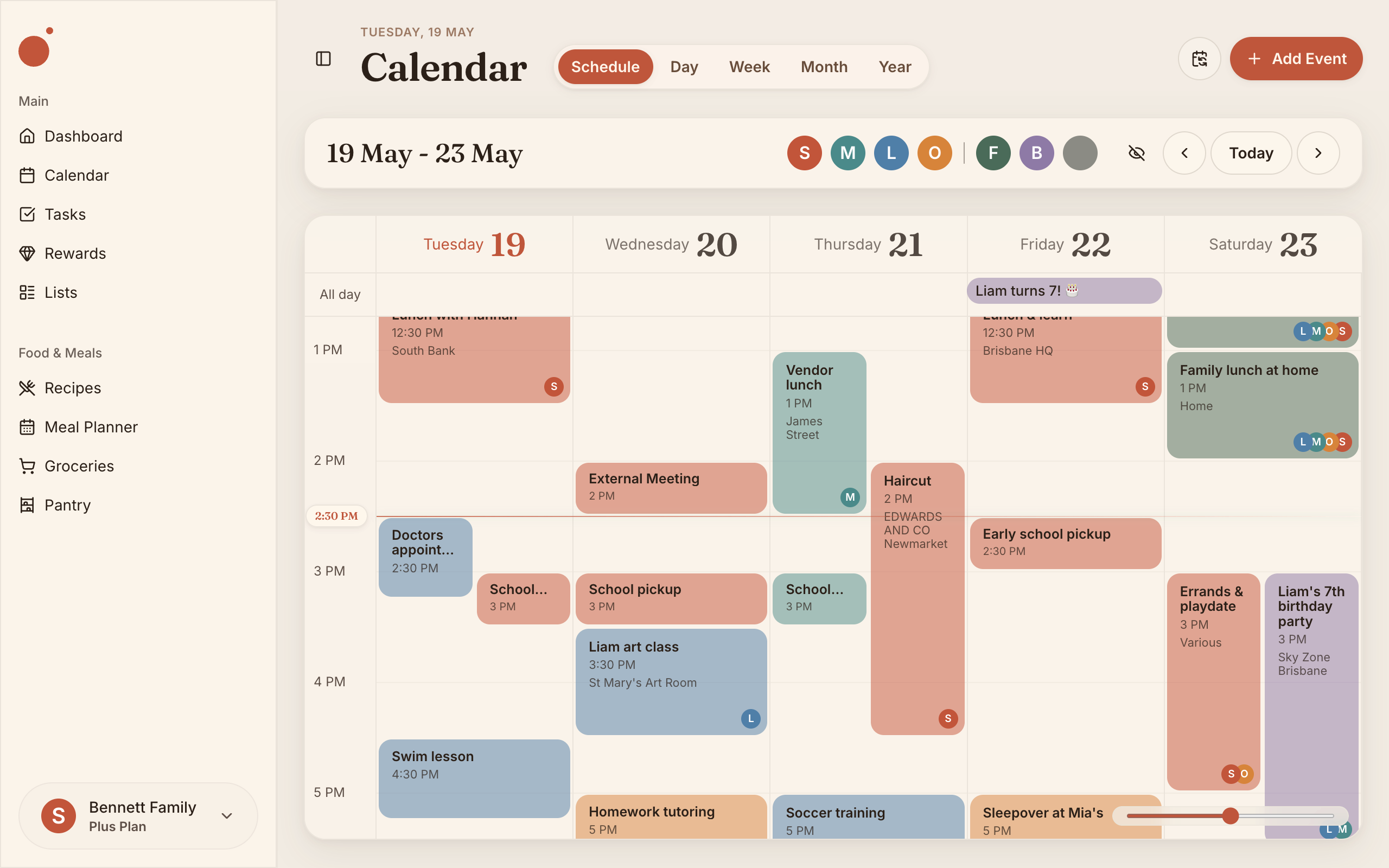 Calendar · schedule