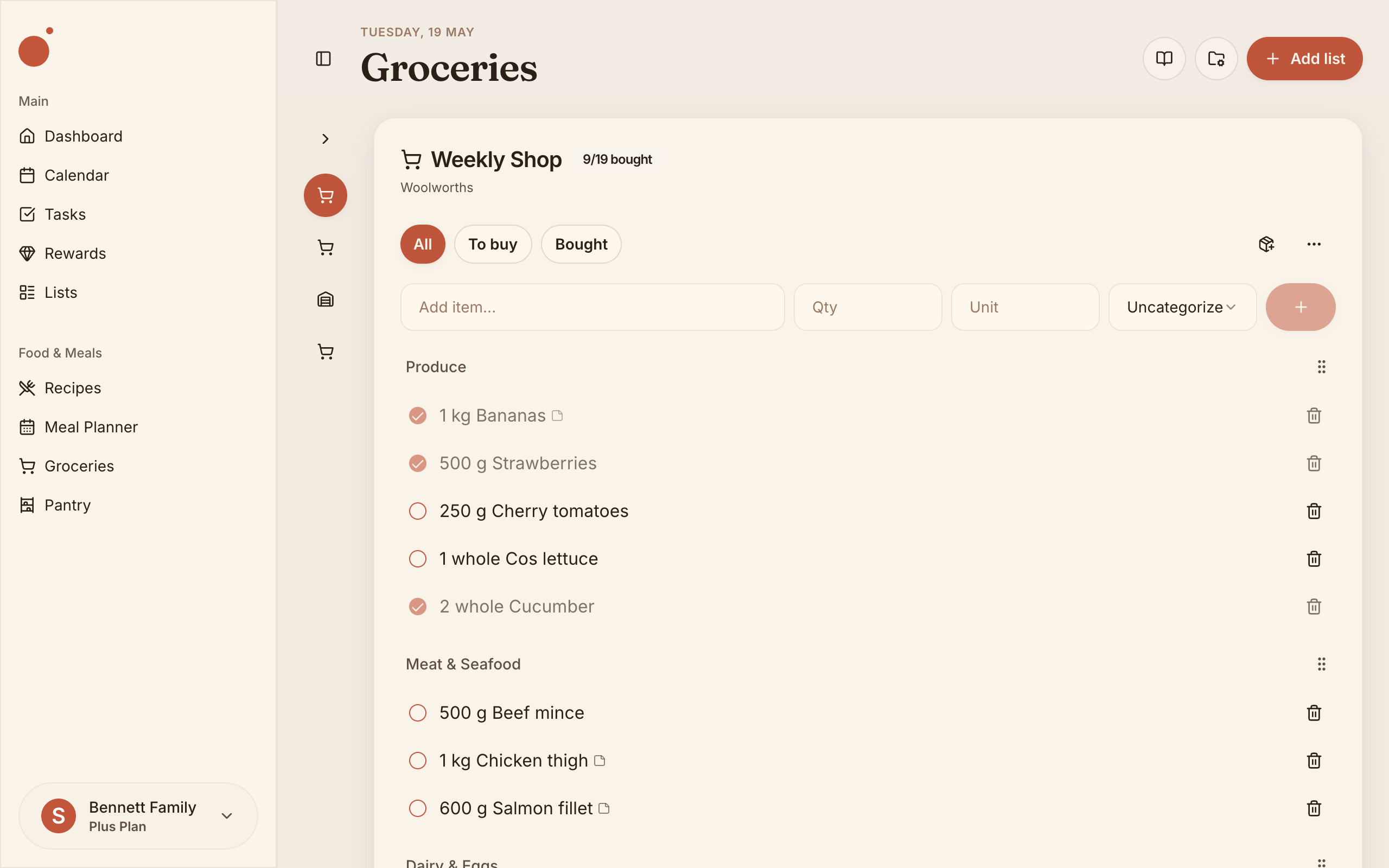 Groceries · Wednesday shop