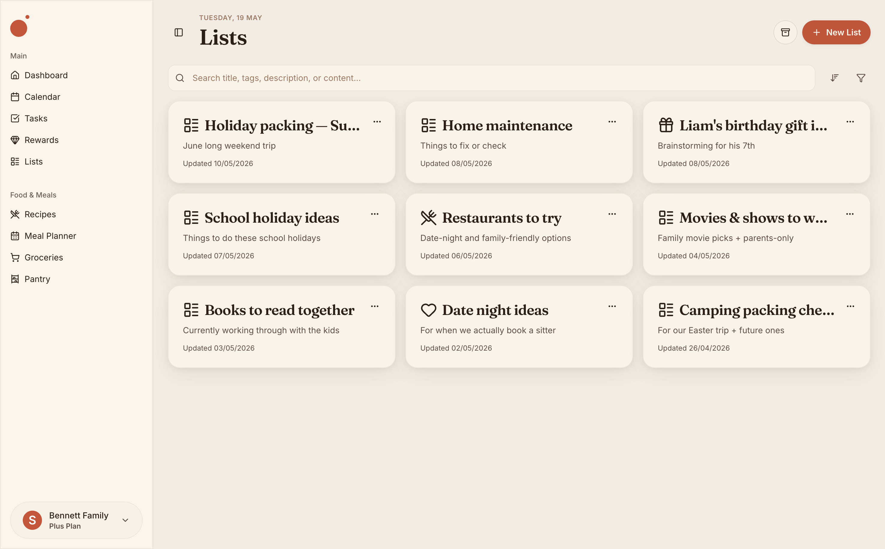 Lists · packing · weekend