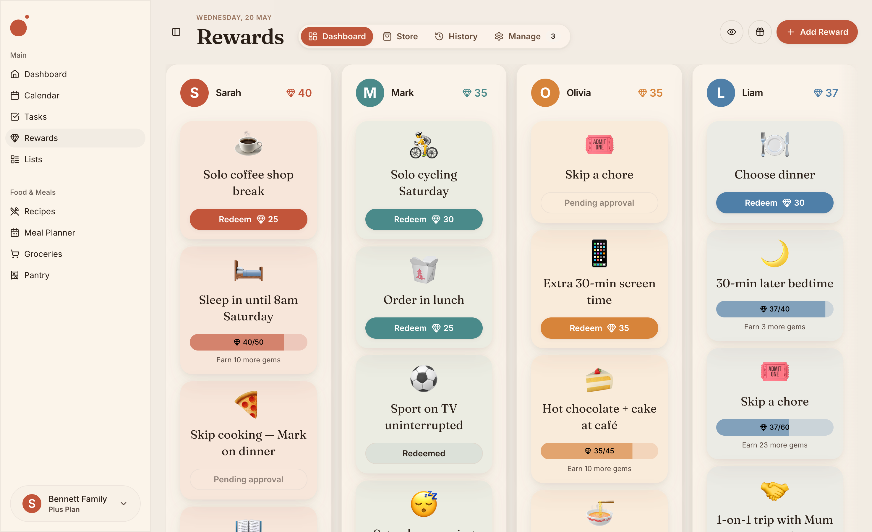 Rewards · gem balance